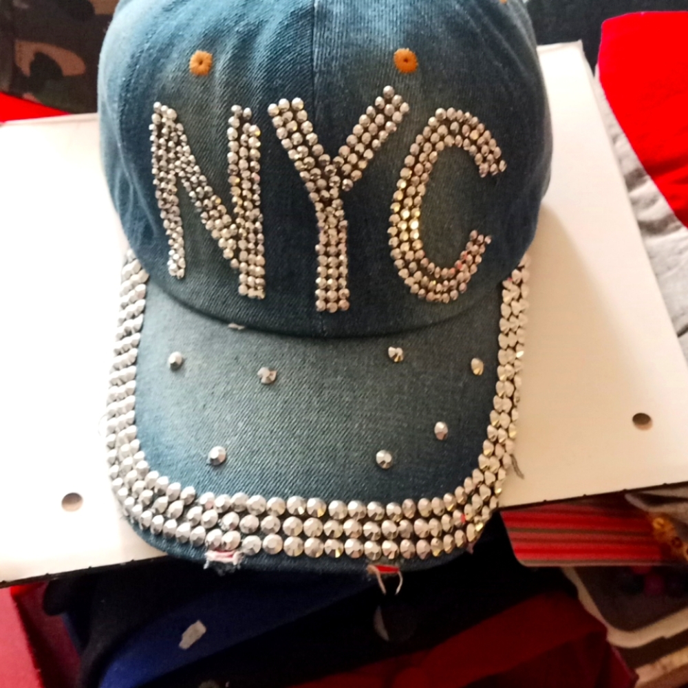 Denim Blue cap rhinestones